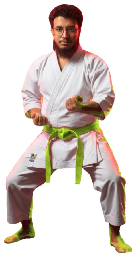 Saimon Alam Shovo in a karate stance